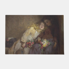 2人の若い女の子が帰宅 ドアマット