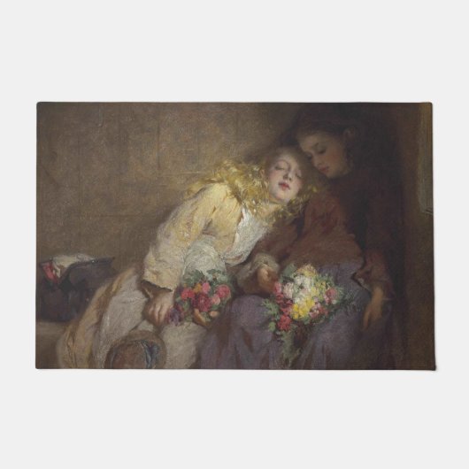 2人の若い女の子が帰宅 ドアマット (正面)