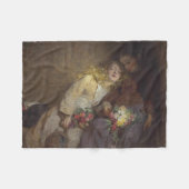 2人の若い女の子が帰宅 フリースブランケット (正面(横))