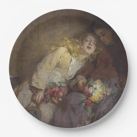 2人の若い女の子が帰宅 ペーパープレート (正面)