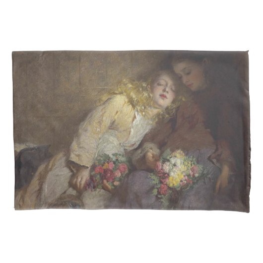 2人の若い女の子が帰宅 枕カバー (正面左)