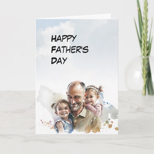 2人の若い娘の父の日とのパパ カード (正面)