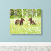 2人の若い茶色のクマの友人 キャンバスプリント (インサイチュ (ウッドフロア))