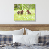 2人の若い茶色のクマの友人 キャンバスプリント (インサイチュ (寝室))