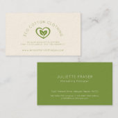 2人の葉ハートロゴの緑の衣料 名刺 (正面/裏面)