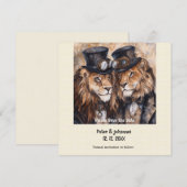 2人の蒸気機関のライオンが主役の結婚式予告 セーブザデート (正面/裏面)