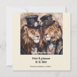 2人の蒸気機関のライオンが主役のSave the date セーブザデート