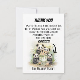 2人の親と2人の子供 - 水彩のファミリーバースデー サンキューカード