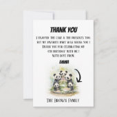 2人の親と3人の子供 - 水彩のファミリーバースデー サンキューカード (正面)