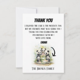 2人の親と3人の子供 - 水彩のファミリーバースデー サンキューカード