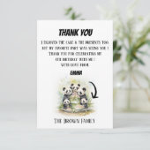 2人の親と3人の子供 - 水彩の家族の誕生日 サンキューカード (スタンド正面)