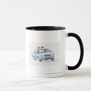 2人の警官が付いているパトカーのイラストレーション マグカップ