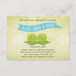2人の赤ちゃんシャワーが本を持ってきてポッドに2匹のエンドウ エンクロージャーカード