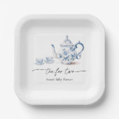 2人の赤ちゃんシャワー用のお茶 ペーパープレート (正面)