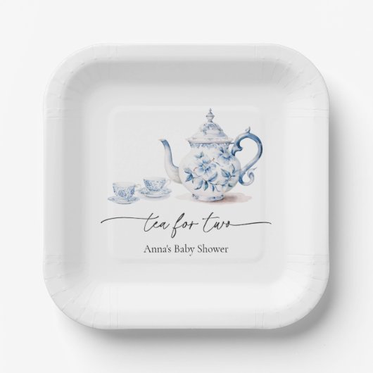 2人の赤ちゃんシャワー用のお茶 ペーパープレート (正面)