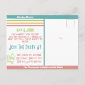 2人の足によるピンクストライプの栽培新生児 案内ポストカード (裏面)