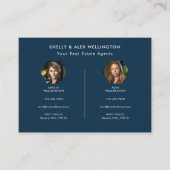 2人の青カスタムいQRコードフォト実在エステート 名刺 (正面)