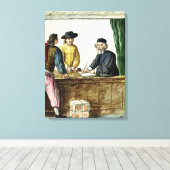 2人の顧客を持つユダヤ人の店主 キャンバスプリント (インサイチュ (ウッドフロア))