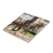 2人の馬チームの混合メディアコラージュ タイル (側面)