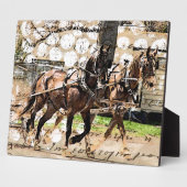 2人の馬チームの混合メディアコラージュ フォトプラーク (側面)