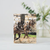 2人の馬チームの混合メディアコラージュ ポストカード (スタンド正面)