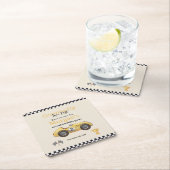 2人の高速イエローレースカーキッズ2nd スクエアペーパーコースター (インサイチュ)