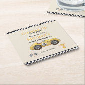 2人の高速イエローレースカーキッズ2nd スクエアペーパーコースター (アングル)