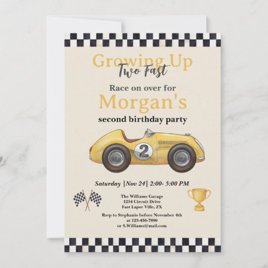 2人の高速イエローレースカーキッズ2nd 招待状 (正面)