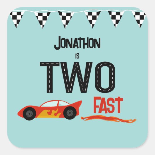 2人の高速キッズラッカーの2番目の誕生日パーティー スクエアシール (正面)