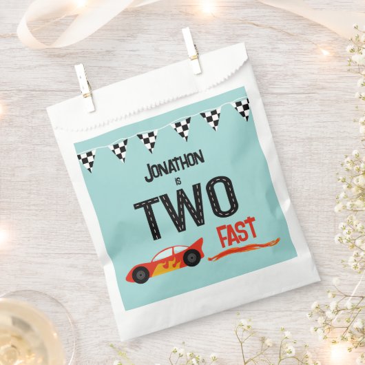 2人の高速キッズラッカーの2番目の誕生日パーティー フェイバーバッグ (クリップ留めされた状態)