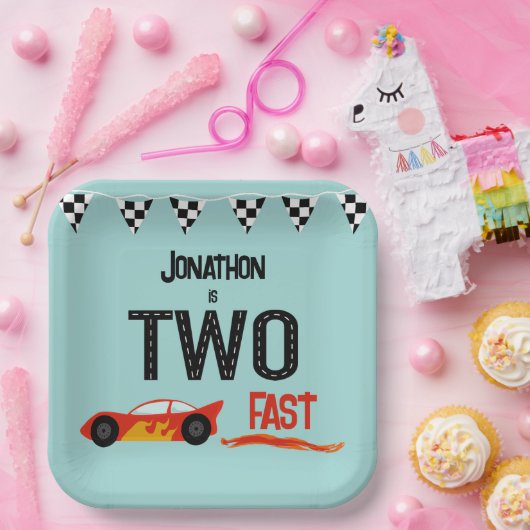2人の高速キッズラッカーの2番目の誕生日パーティー ペーパープレート (パーティー)