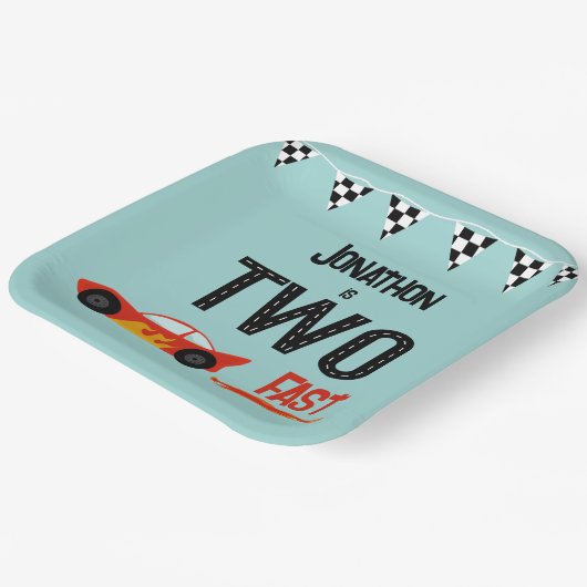 2人の高速キッズラッカーの2番目の誕生日パーティー ペーパープレート (傾斜あり)