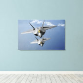 2人のF-22ラプターが太平洋の海を飛ぶ キャンバスプリント (インサイチュ (ウッドフロア))