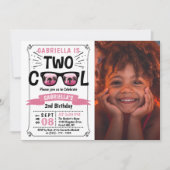 2人カッコいいの女の子の写真2nd誕生日招待状 招待状 (正面)