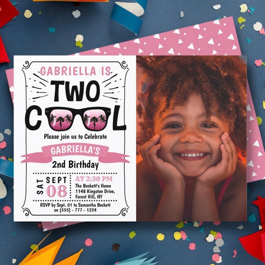 2人カッコいいの女の子の写真2nd誕生日招待状 招待状
