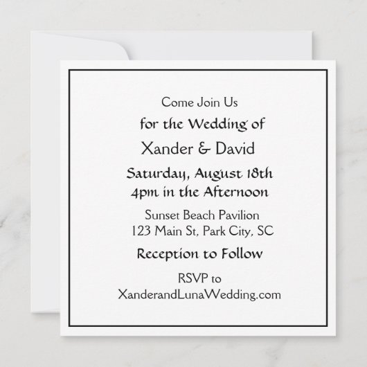 2人キスをするの男性結婚の 招待状 (裏面)