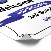2人クールの男の子2nd誕生日ウェルカムサイン ポスター (角)