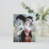 2人ビクトリアンのバラ絵を描付き ポストカード (スタンド正面)