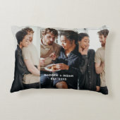 2人モダンの写真コラージュ最高ののカップル アクセントクッション (裏面)