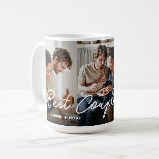 2人モダンの写真コラージュ最高ののカップル コーヒーマグカップ (正面左)