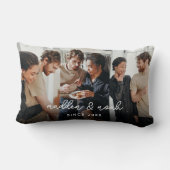 2人モダンの写真コラージュ最高ののカップル ランバークッション (裏面)