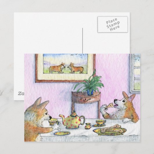 2人分のお茶 ポストカード (正面/裏面)