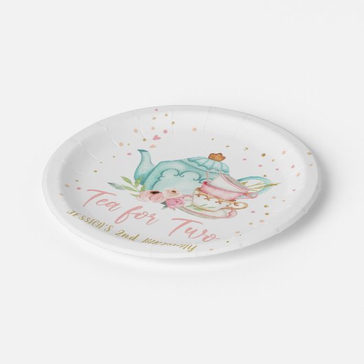 2人向けパーティーフローラティーガール誕生パーティー ペーパープレート (アングル)