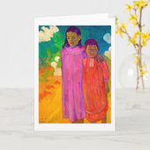 2人姉妹，ゴーギャン カード (黄色い花)