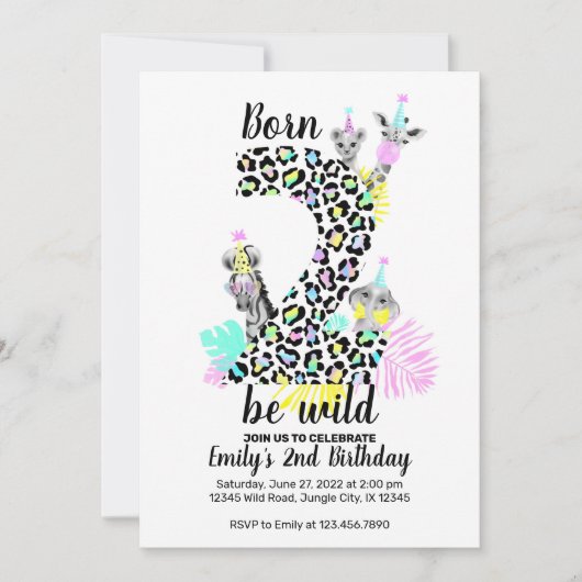 2人生まれは野生の2番目の誕生日の招待 招待状 (正面)