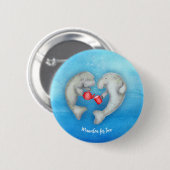 2人用マナテア可愛いお茶飲みマナテバッジ 缶バッジ (正面&裏面)