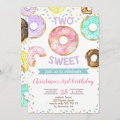 2人目の誕生日ガールドナツをテーマにした甘い可愛い二人 招待状 (正面/裏面)
