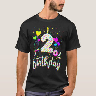 2人目の誕生日ガール2歳Bdayドーナツパート Tシャツ