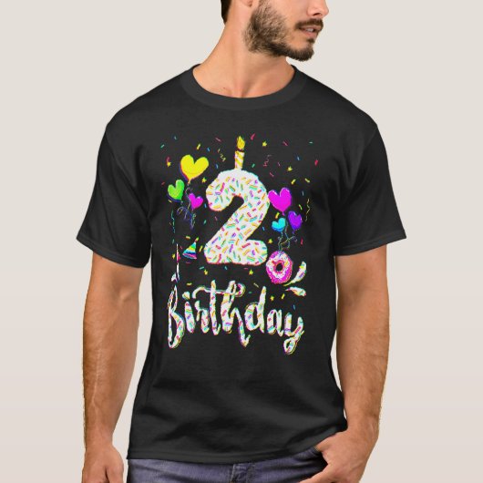 2人目の誕生日ガール2歳Bdayドーナツパート Tシャツ (正面)