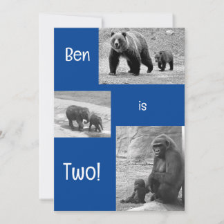 2人組の動物園の誕生日パーティーへの招待 招待状